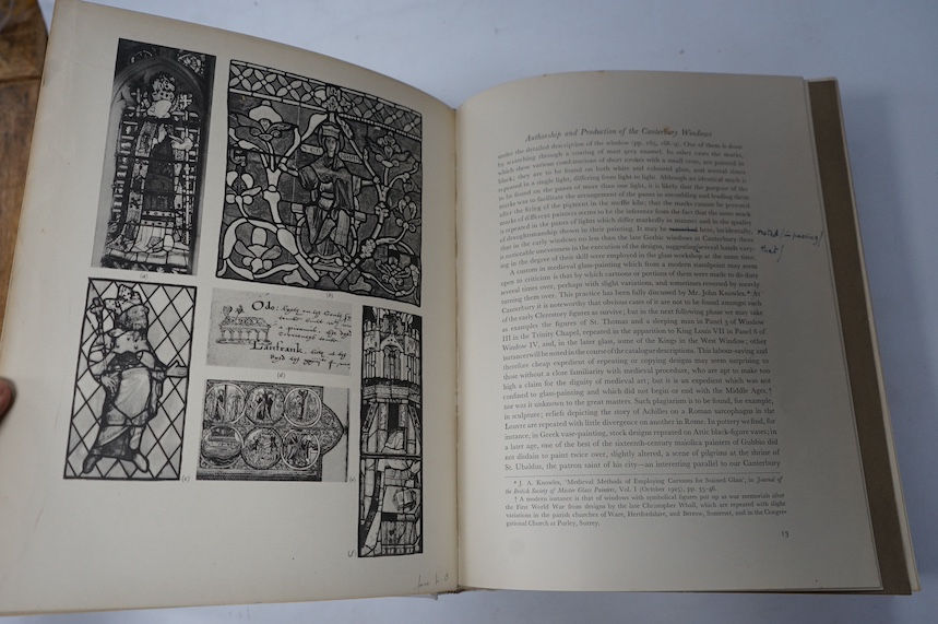 Rackham, Bernard - The Ancient Glass of Canterbury Cathedral. 'Proof Copy' at head of title (which is printed in red and black). 21 (of the final 25) coloured plates present (one marked 'cancel', plate x marked '1st Proo